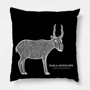 Saiga Antelope with Common and Latin Names - detailed animal design Pillow