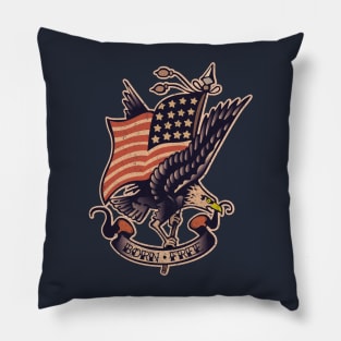 Vintage Tattoo Eagle and American Flag Pillow