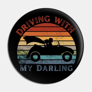 Driving with My Darling - Vintage Sunset Couples Romantic Pin