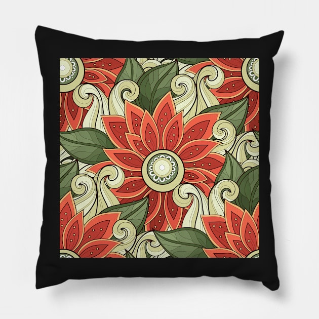 Spring Pattern with Floral Motifs Pillow by lissantee