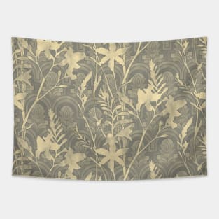 Taupe Tile Flowers Tapestry