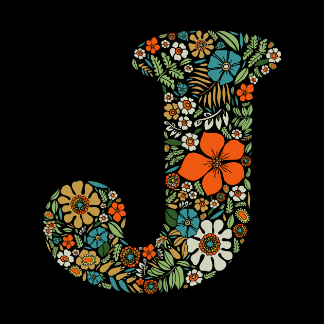 Hippie Floral Letter J by zeljkica