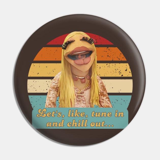 Janice Hippie Band Member Retro Puppet Icon Pin by WearablePSA