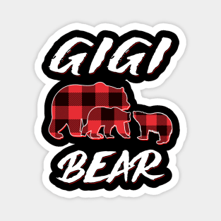 Gigi Bear Red Plaid Christmas Pajama Matching Family Gift Magnet