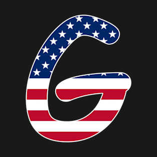 Letter G Capital Alphabet G American Flag T-Shirt