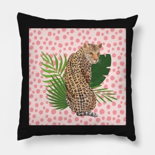 Wild Bueatiful Pink Leafy Cheetah Pillow