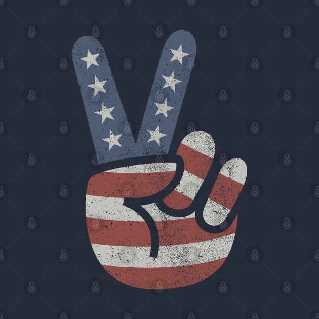 Peace Love Hand USA Flag Vintage Solid by vo_maria