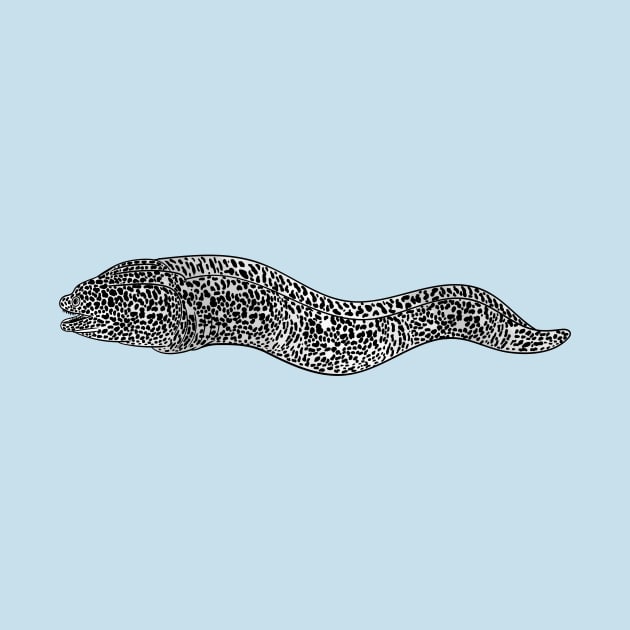 Black spotted moray eel cartoon illustration by Cartoons of fun