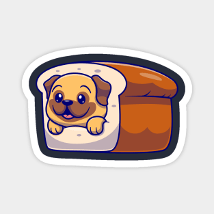 Cute Bulldog Bread Cartoon Magnet