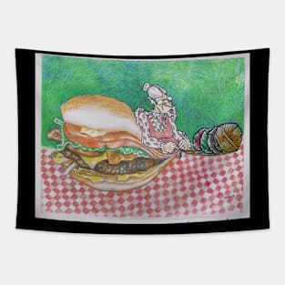 Grandma's Knitted Burger Tapestry