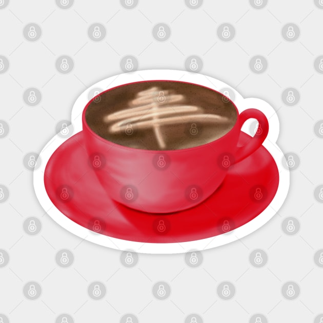 Christmas Cappuccino Art Tree Magnet by H. R. Sinclair