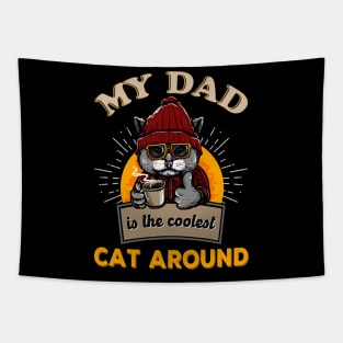 Cool cat dad best dads Tapestry