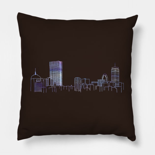 Boston Skyline Pillow by doodlesbydani