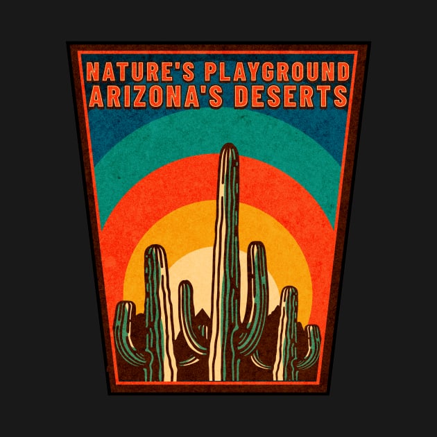 Nature's Playground: Arizona's Deserts Retro Vintage Arizona Boho Desert Saguaro Cactus Mountains by Awesome Soft Tee