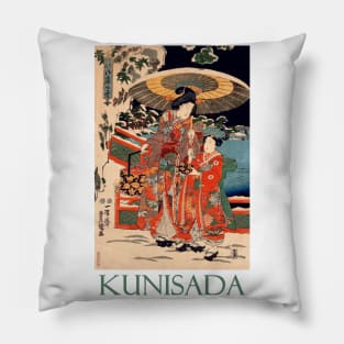 Snow in the Palace Garden by Utagawa Kunisada Pillow