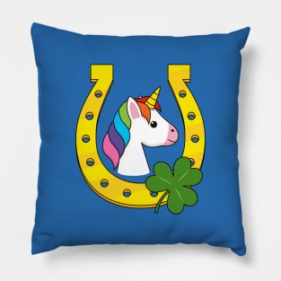 Cute Unicorn on St Patrick's Day Pillow