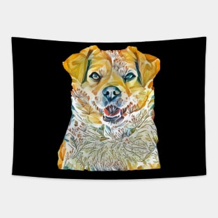 dog flowers yellow labrador retriever Tapestry