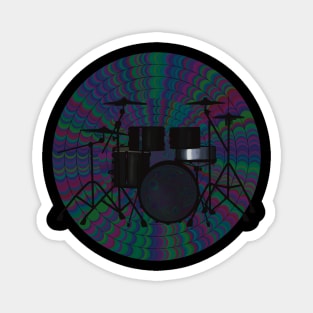 Drum Kit on psychedelic circular pattern Magnet