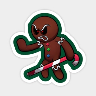 Evil Gingerbread Man Ready For Battle Magnet