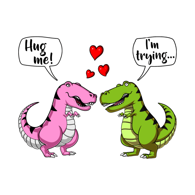 Cute T-Rex Dinosaur Hug Me Couple by underheaven