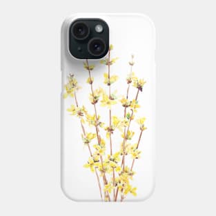 yellow forsythia watercolor Phone Case