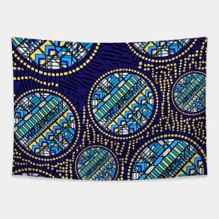 The Afterlife - Ancient Egyptians - Detailed Circles - Navy Blue Tapestry