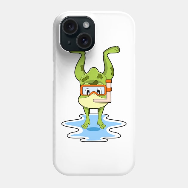 Frog at Diving with Snorkel Phone Case by Markus Schnabel