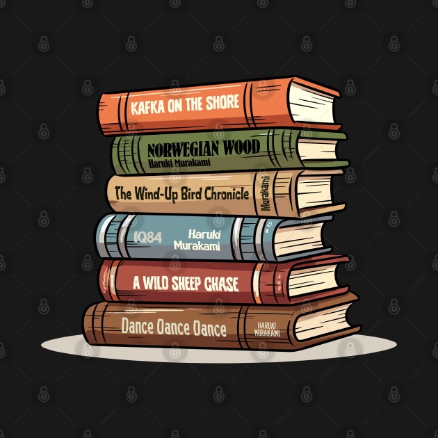 Haruki Murakami Book Stack - Book Lovers Gift by DankFutura