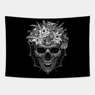 Bones and Botany Skull and creepy eyeball bouquet #2 Tapestry