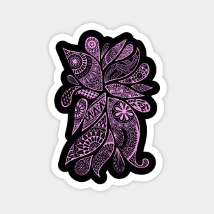 Abstract Zentangle Swirls Design (light pink on black) Magnet