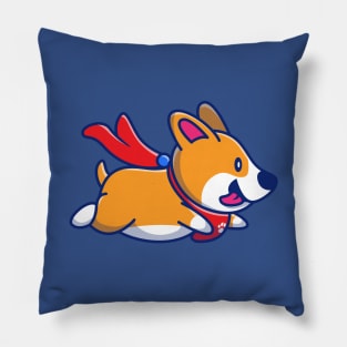 Cute Corgi Flying Cartoon Pillow