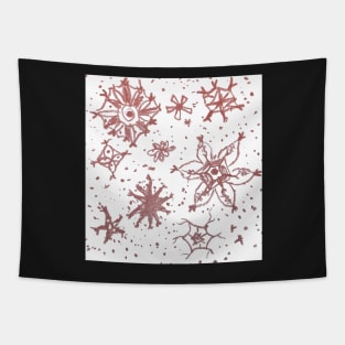Rough Red Snowflakes Tapestry
