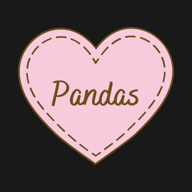 I Love Pandas Simple Heart Design by Word Minimalism