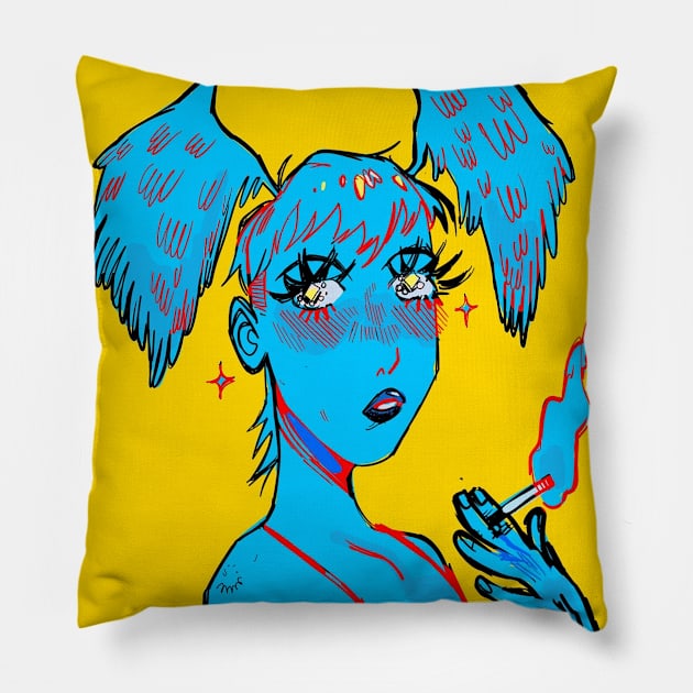 Smoking girl! Pillow by snowpiart