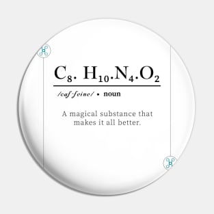 Caffeine, Chemical formula, Coffee Chemistry Pin