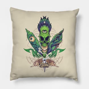 Pot Leaf Skull Pillow