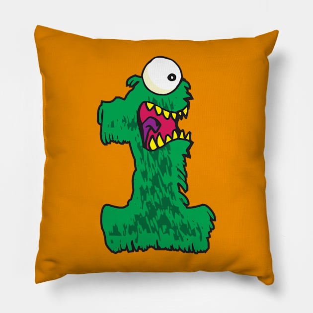 Little Monster 1 year old Kids t-shirt (MLM26) Pillow by MyLittleMonstersTees