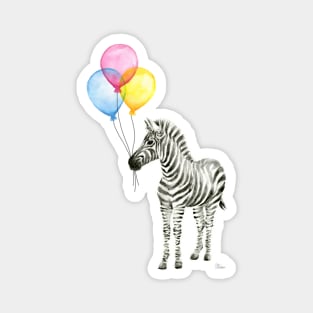 Zebra with Rainbow Balloons Magnet