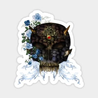 Awesome skull with roses Magnet