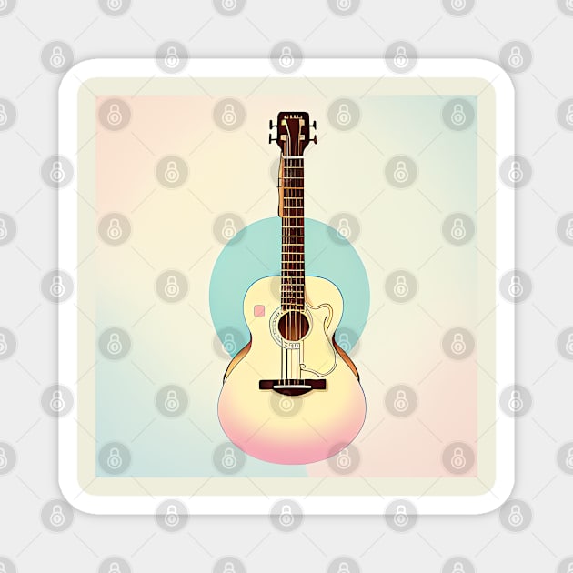 Beautiful Pastel Colors Acoustic Classical Guitar Drawing Magnet by thejoyker1986