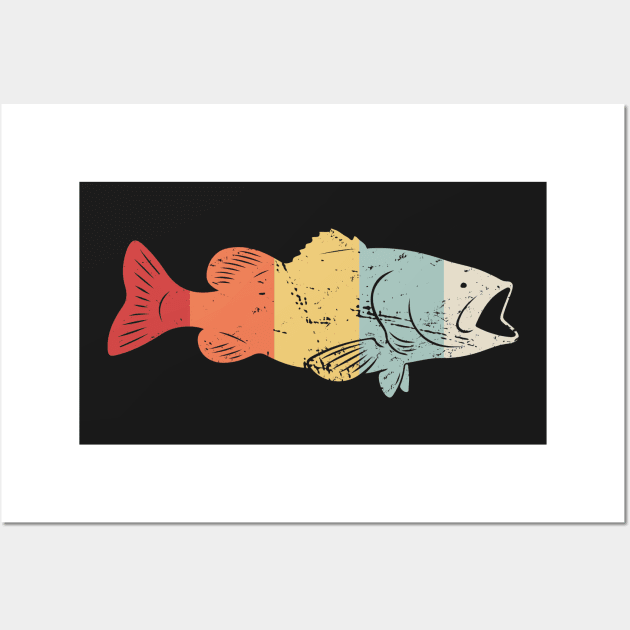 Retro Vintage Bass Fish - Fishing - Posters and Art Prints