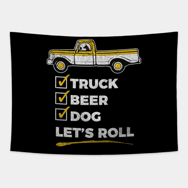 Country Dog - Dog and Truck Weekend Checklist graphic Tapestry by Vector Deluxe