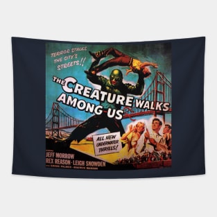 Classic Horror Movie Advert - The Creature Walks Among Us Tapestry