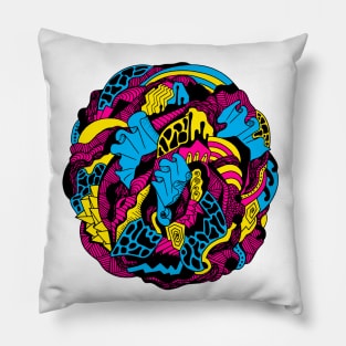 CMYK Abstract Wave of Thoughts No 1 Pillow