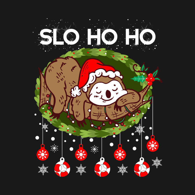 Christmas Sloth Santa Slo HO HO by Teewyld