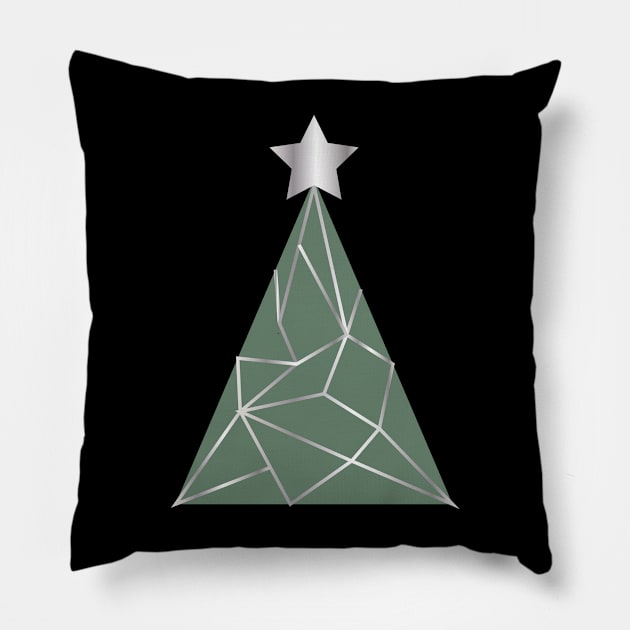 Low poly silver Xmas tree Pillow by Cute-Design