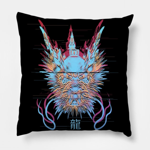 Glitched dragon Pillow by Blacklinesw9