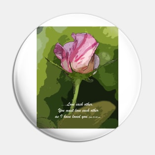 Love Each Other One Candy Cane Rose Bud Pin