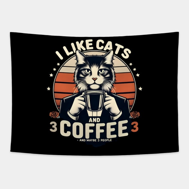 I like cats and coffee Tapestry by Rizstor