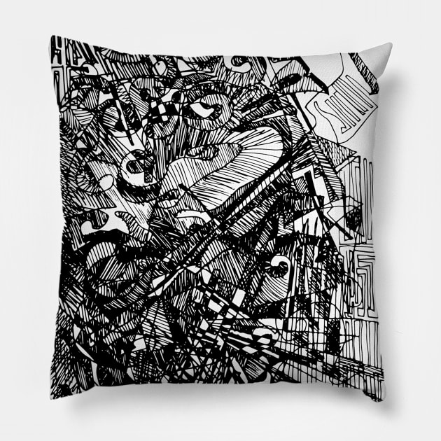 Abstract Ink Drawing #15 Pillow by MrBenny